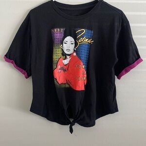 Selena black tie front T-shirt